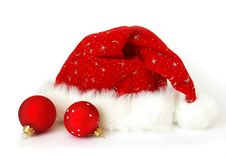 Santa Claus Hat And Spheres Stock Photo