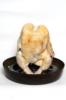Hen For Roasted In Dutch Oven On Broach Royalty Free Stock Image