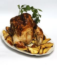 Hen Roasted On Broach Royalty Free Stock Image Hen Roasted On Broach Royalty Free Stock Image