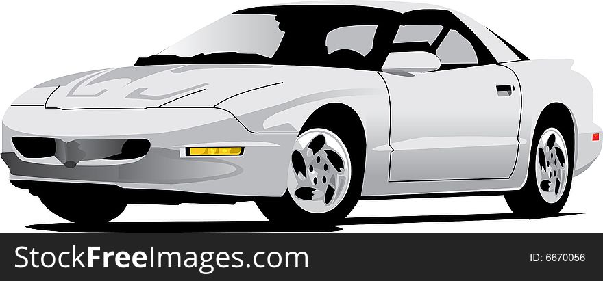 A color ilustration of a 1990's white firebird