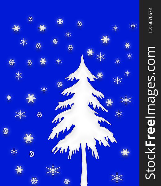 The cristmas tree over blue background. The cristmas tree over blue background