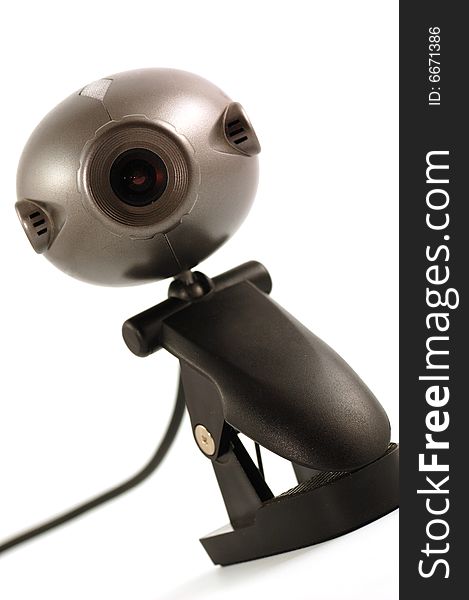 Web camera on white background with cord. Web camera on white background with cord