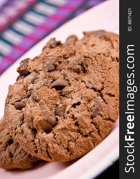 Chocolate chip cookies on a plate