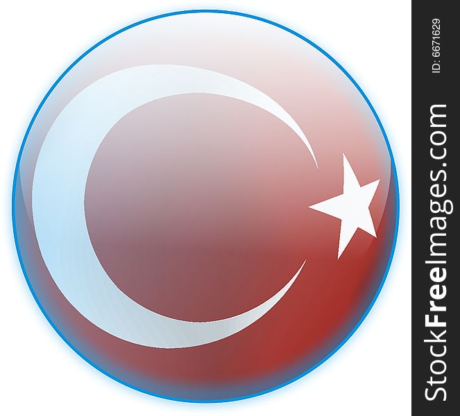 Blue web button with flag of Turkey inside. Ready for design. VECTOR file is in attachment. All layers can be modified. Blue web button with flag of Turkey inside. Ready for design. VECTOR file is in attachment. All layers can be modified