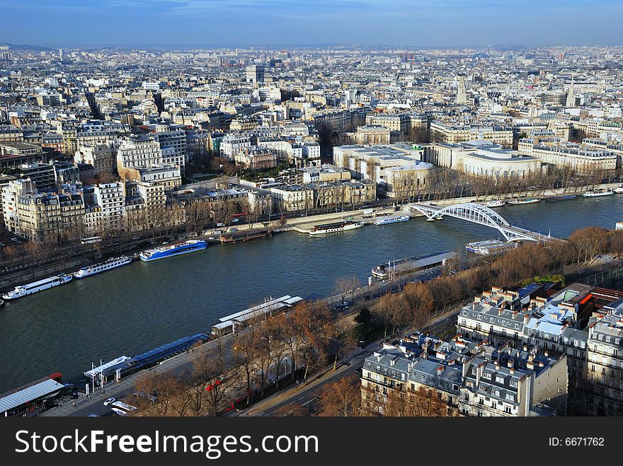 Bird's eye view of Paris, France. Bird's eye view of Paris, France