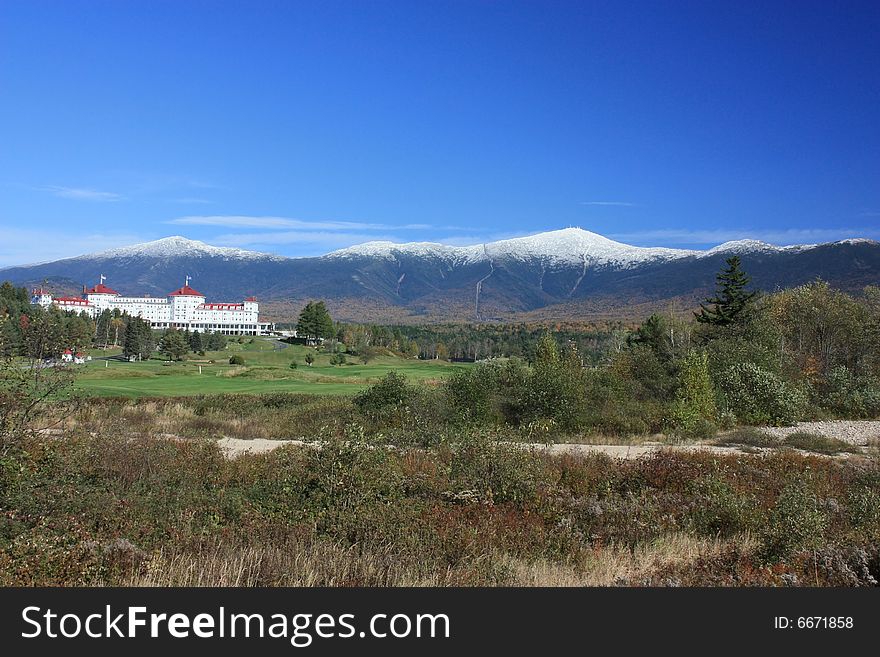 Mount Washington in fall with snow