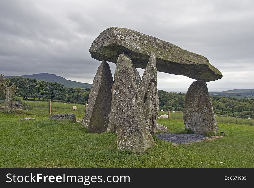 The cloudy weather conditions make the ancient burial places like Pentre Ifan  in south-west Wales even more mysterious.