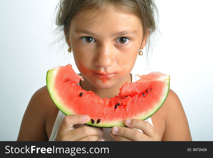 Little Girl And Watermelon