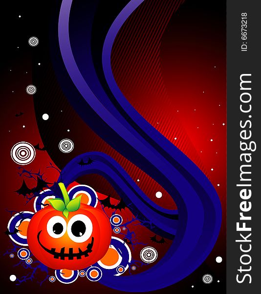 Vector orange halloween, pumpkin and bats illustration. Vector orange halloween, pumpkin and bats illustration