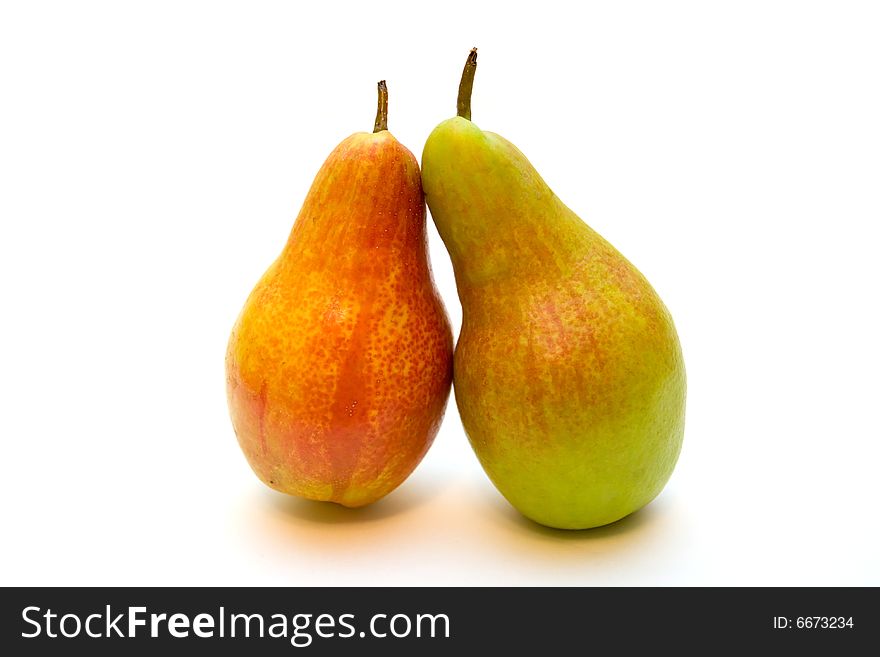 Two pears isolated on white background