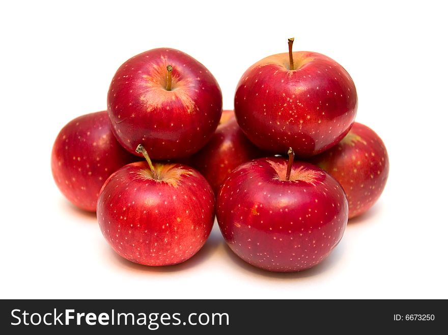 Group of red apples isolated on white