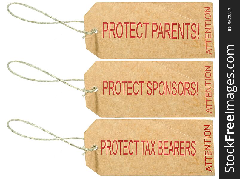 PROTECT  PARENTS Warning inscriptions.On the white