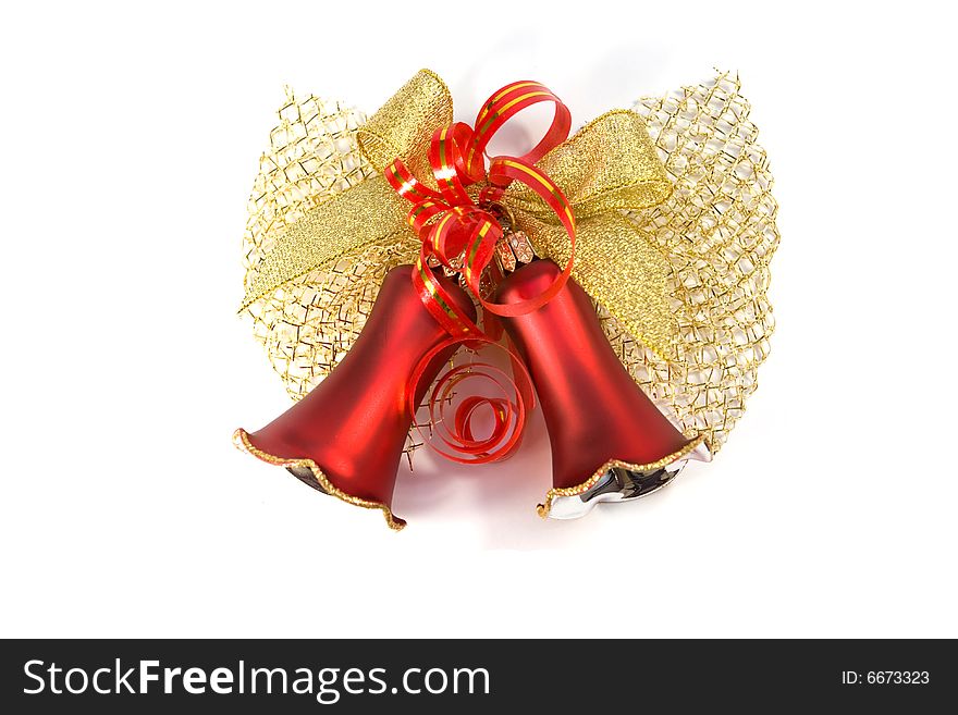 Red christmas bell isolated on white