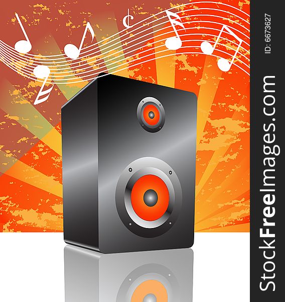 Vector illustration of loudspeaker with abstract background