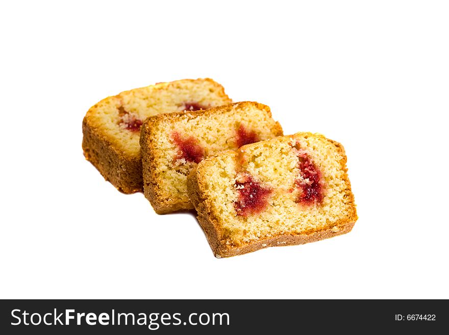 Slices of cake isolated on white. Slices of cake isolated on white