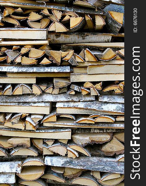 Stack of birch firewood