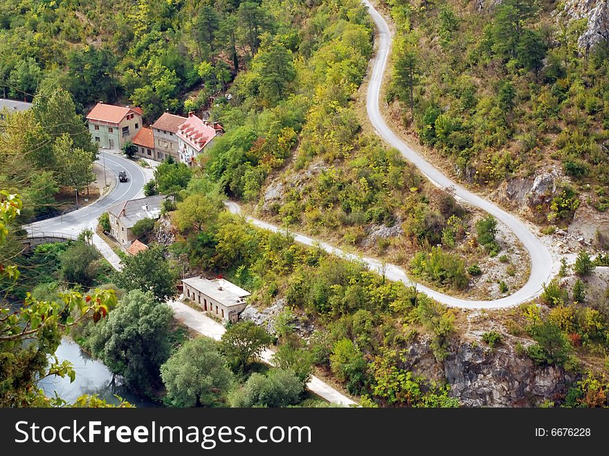 Up view of a mountain street at Knin - Croatia