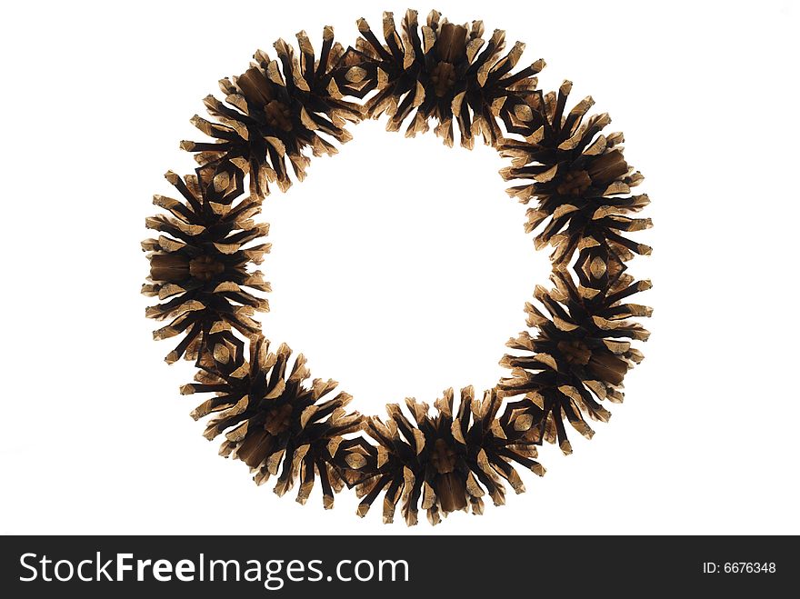 Pine cones circle isolated on white