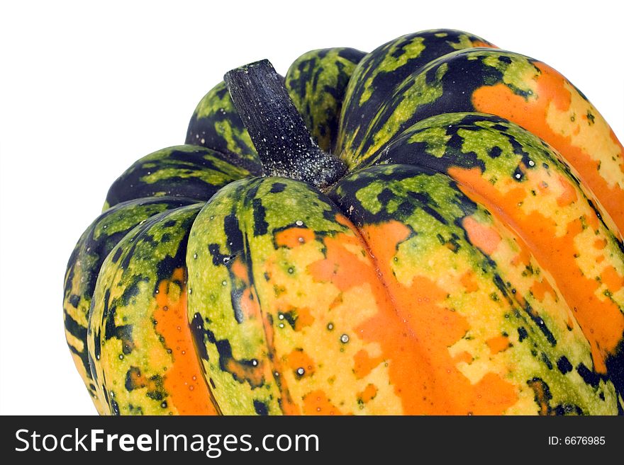 A colorful orange, yellow and green Carnival winter squash. A colorful orange, yellow and green Carnival winter squash