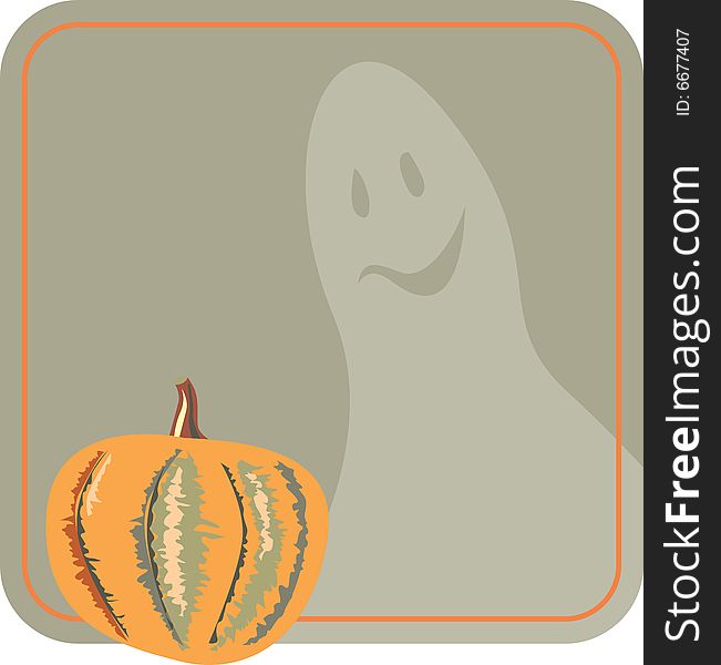 Vector illustration of ghost and pumpkin. Vector illustration of ghost and pumpkin