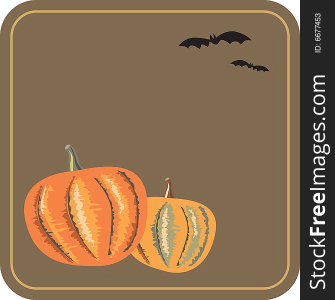 Vector illustration of pumpkins and bats. Vector illustration of pumpkins and bats