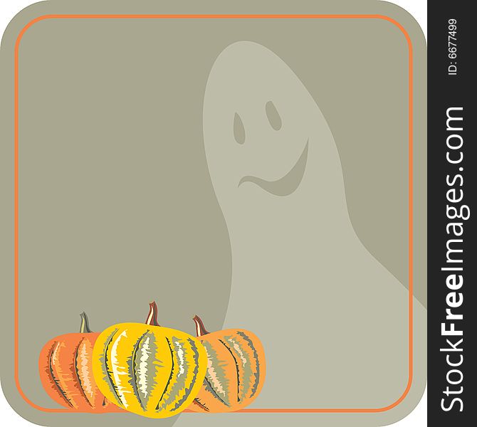 Vector illustration of ghost and pumpkins. Vector illustration of ghost and pumpkins