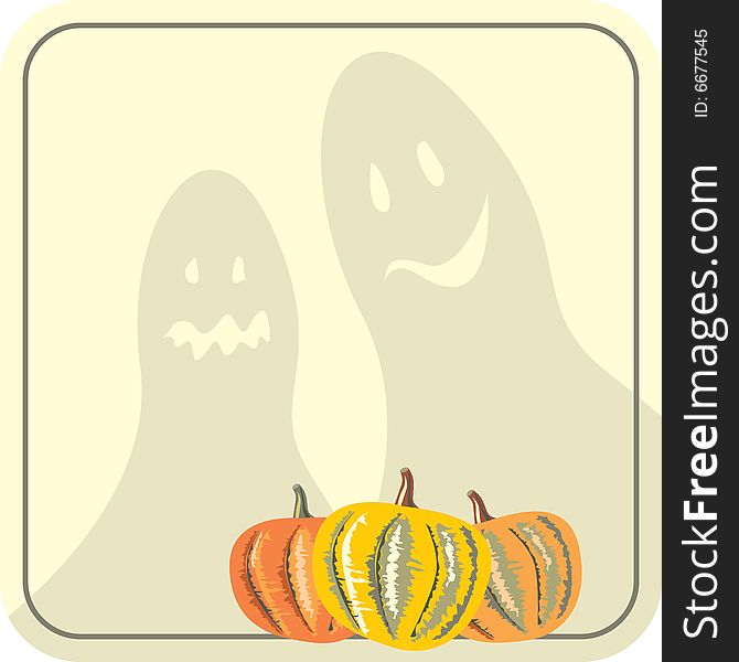 Vector illustration of pumpkins and ghosts. Vector illustration of pumpkins and ghosts