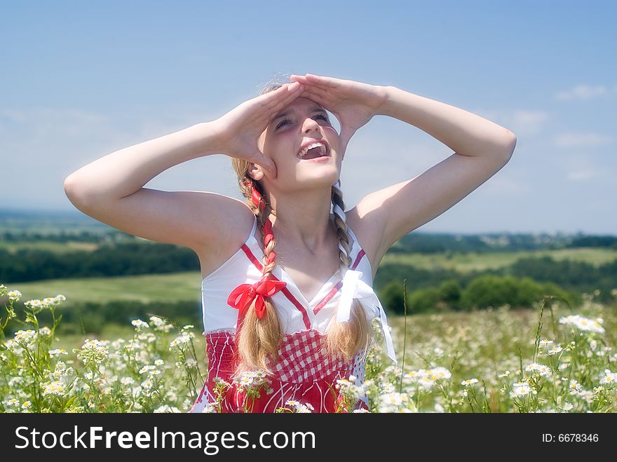 Happy girl outdoor. Soft focus lens. Happy girl outdoor. Soft focus lens