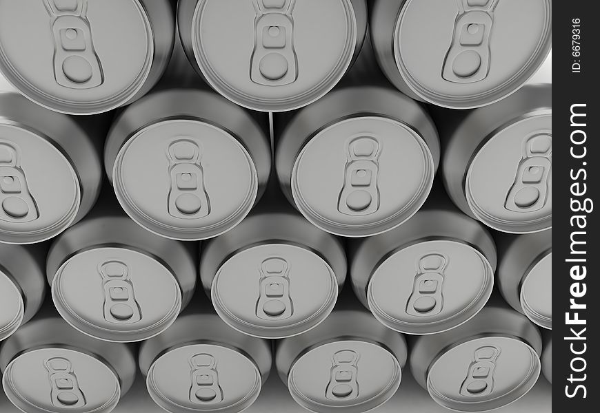 Beer in aluminum banks on white background