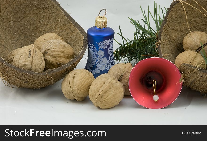 Christmas Decoration - bells, walnut etc.