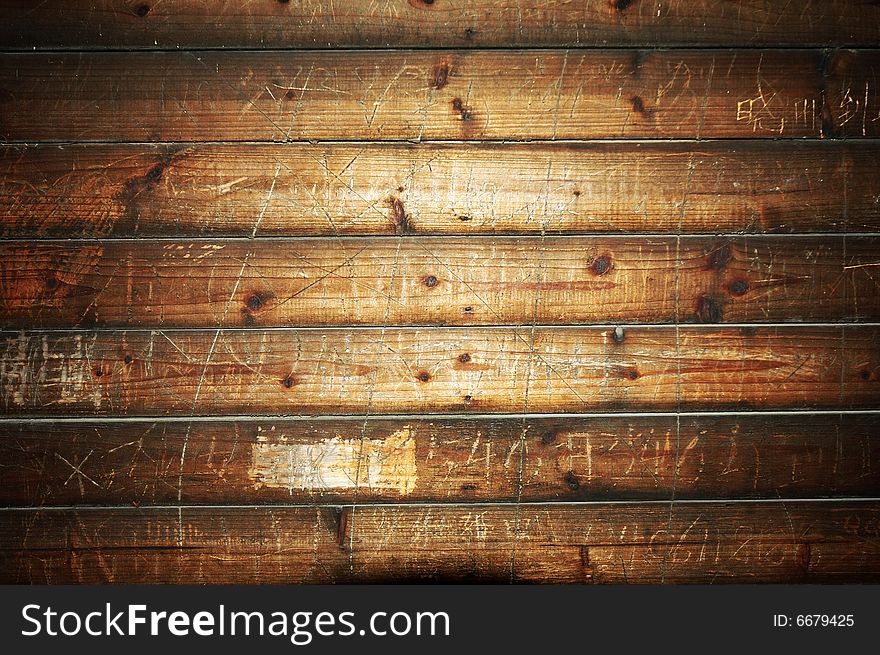 Wooden boards background with scratch