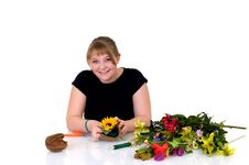 Young Girl Arranging Flowers Royalty Free Stock Photo Young Girl Arranging Flowers Royalty Free Stock Photo