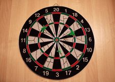 Three Darts In Dartboard Stock Photo