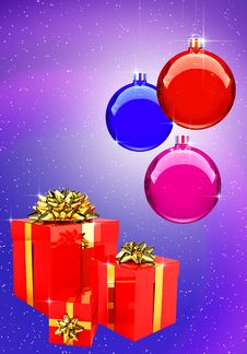 Colorful Christmas Balls With Gift Boxes Set Stock Photos Colorful Christmas Balls With Gift Boxes Set Stock Photos