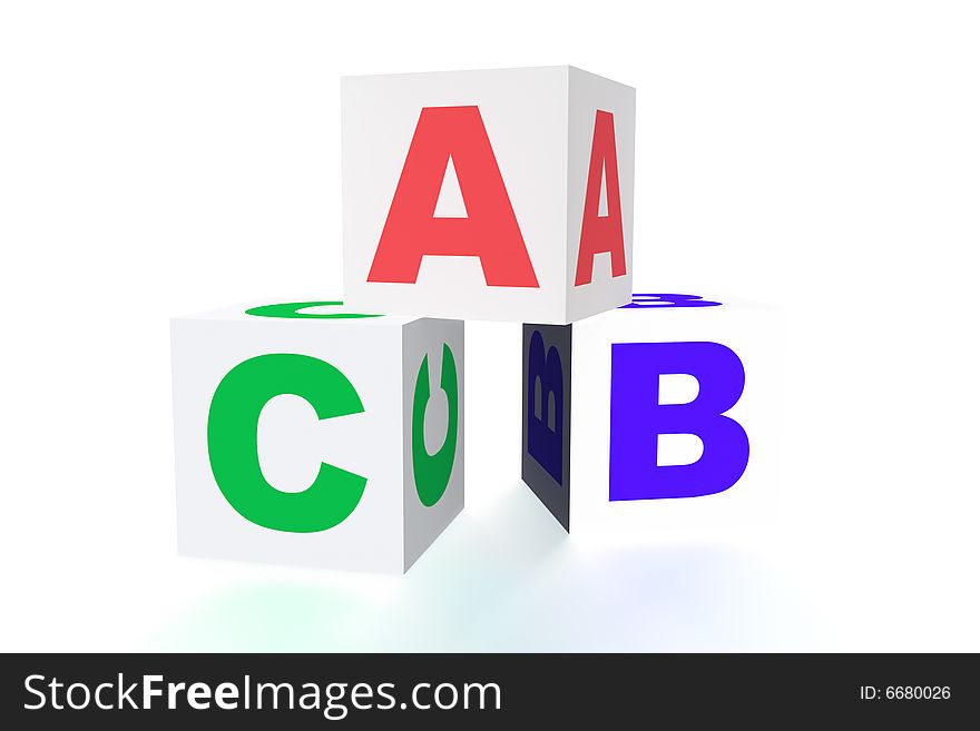 The alphabet cubes, are isolated on a white background