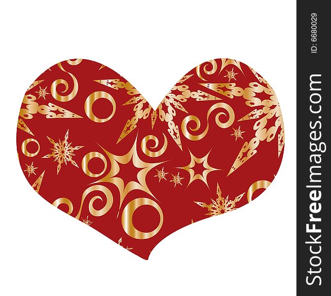 Red heart with golden snowflakes. You can find similar images in my gallery!. Red heart with golden snowflakes. You can find similar images in my gallery!