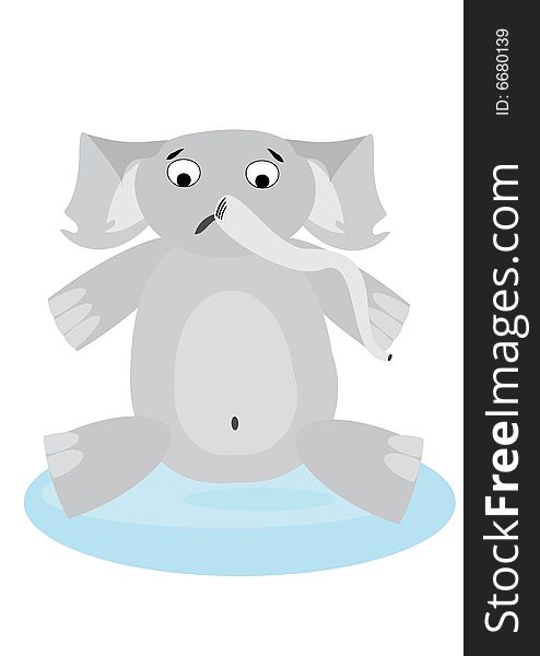 Illustration with upset elephant  in pool. You can find similar images in my gallery!
