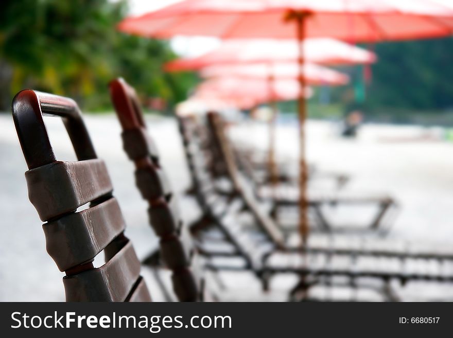 Close up of beach chairs, very shallow DOF