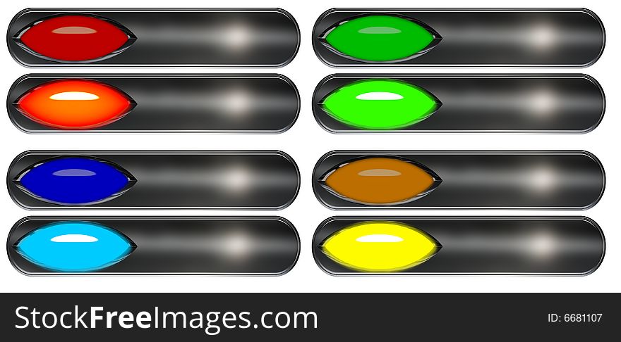 Assorted metallic internet rollover buttons for websites or other. Assorted metallic internet rollover buttons for websites or other