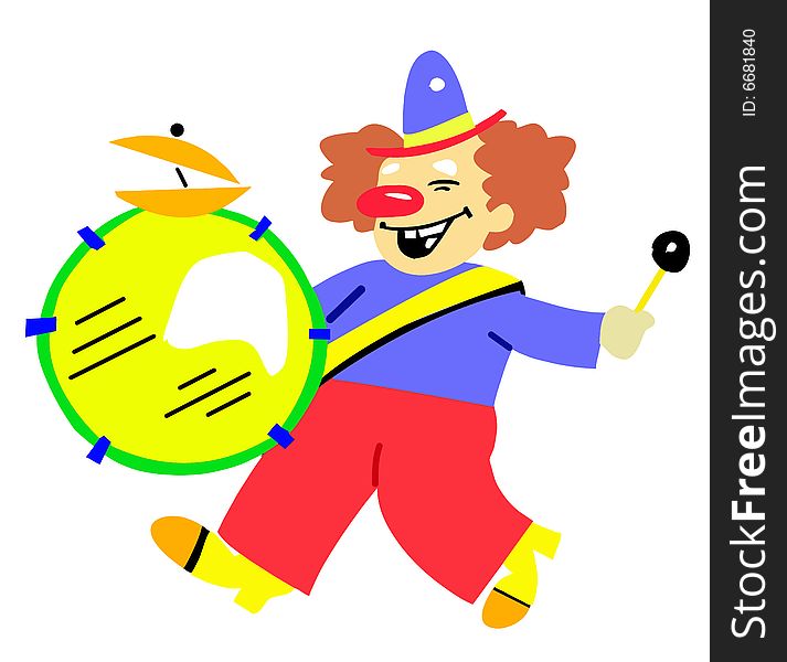 Illustration of the clown on white background