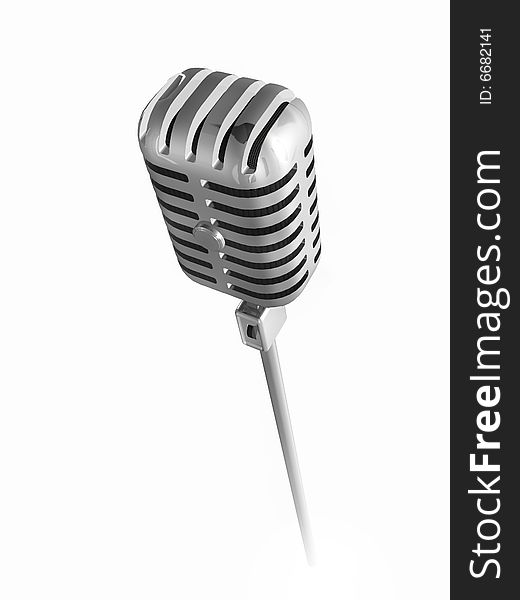 Silver microphone on a stand. Silver microphone on a stand