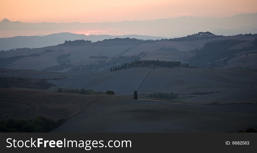 Image of Typical tuscan landscape, fields and hills