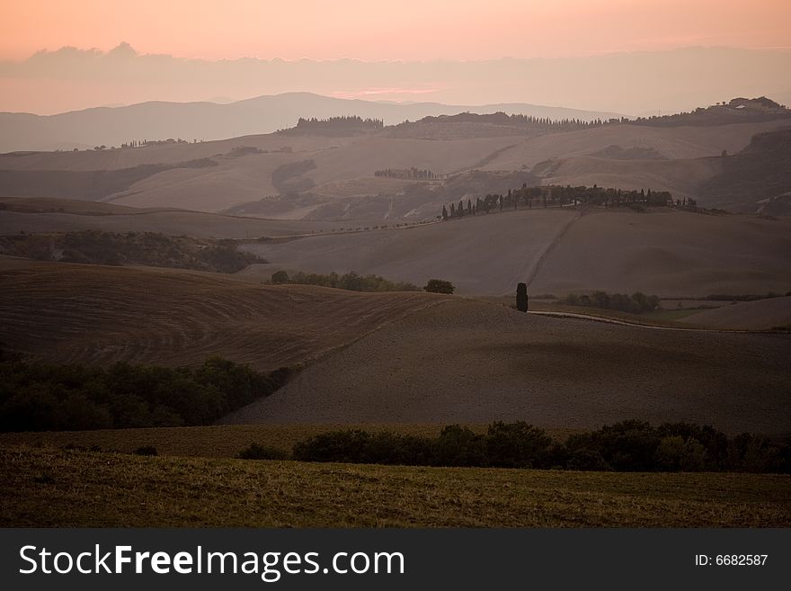 Image of Typical tuscan landscape, fields and hills