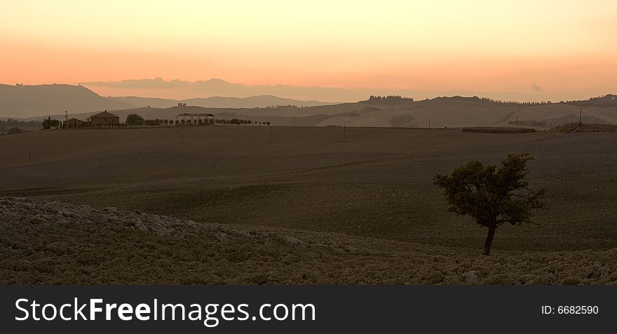 Image of Typical tuscan landscape, fields and hills