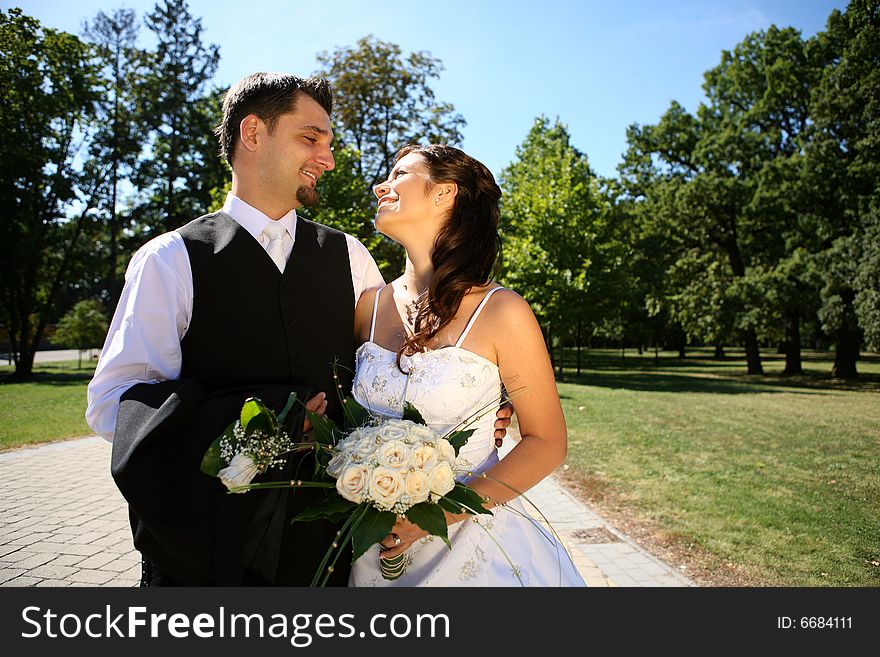 Wedding series,bride and groom outdoor shot