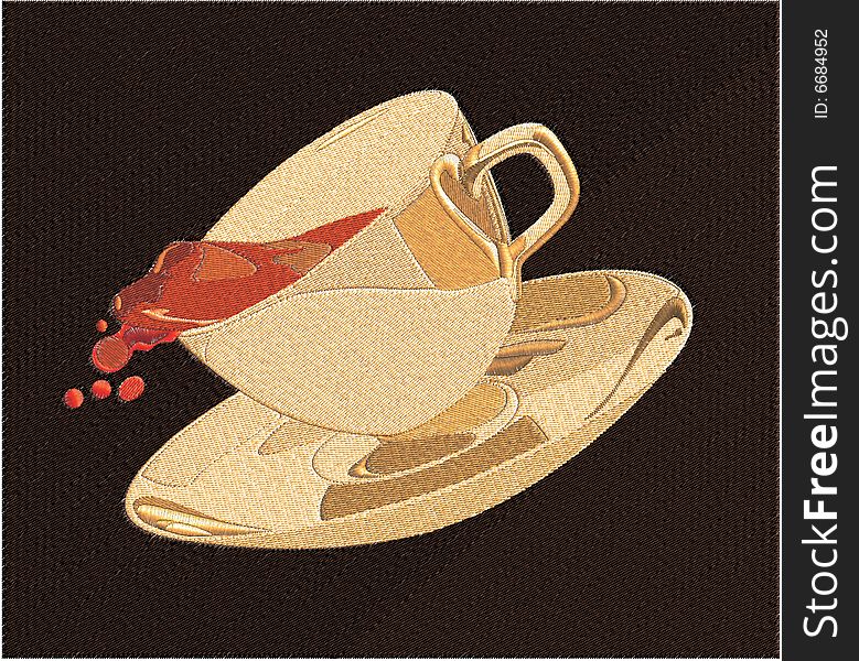 Movement of a cup with a saucer