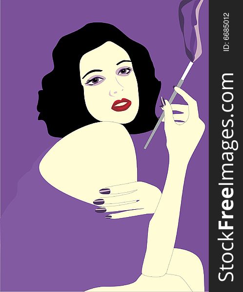 The girl with a smoking cigarette.Vector. The girl with a smoking cigarette.Vector