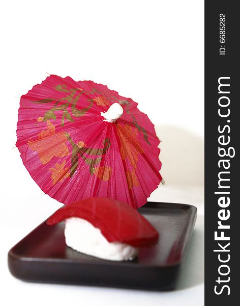Close up sushi image capture on white color background. Close up sushi image capture on white color background