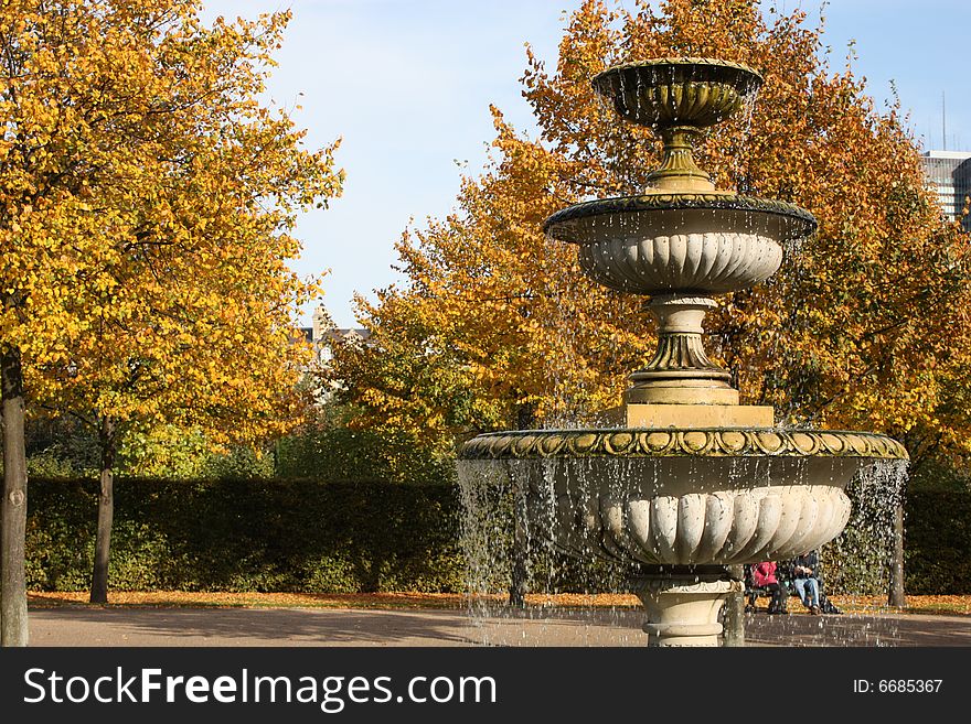 Fountain in the Park in Autumn. Fountain in the Park in Autumn