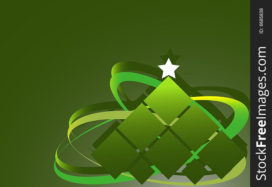 Vector illustration- green Christmas tree